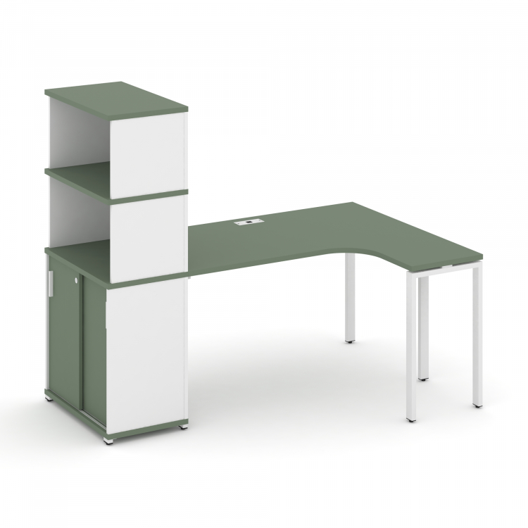 Concept Стол эргономичный с опорным шкафом-купе с надставкой выс. CN.SA-221(R) W Кобо/Белый Бриллиа
