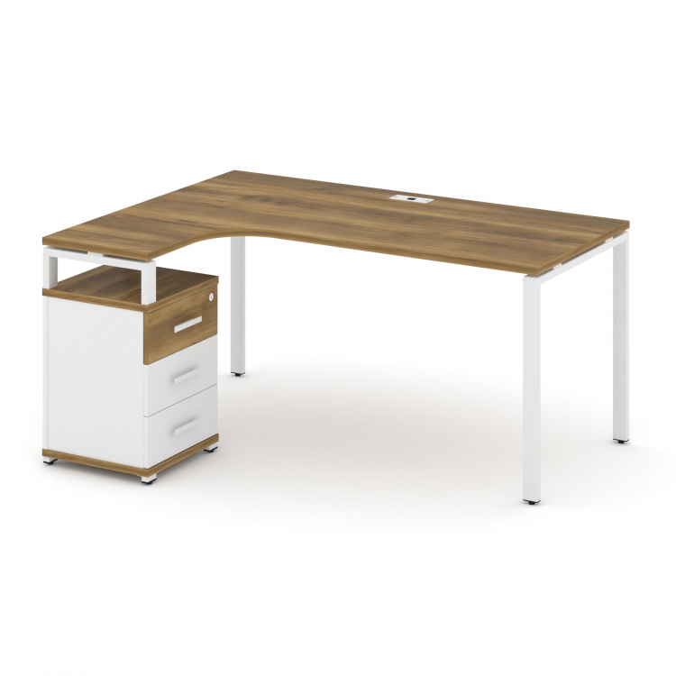 Concept Стол эргономичный с опорной тумбой CN.SA-307(L) W Сандал Янтарный/Белый Бриллиант/Металл Бел