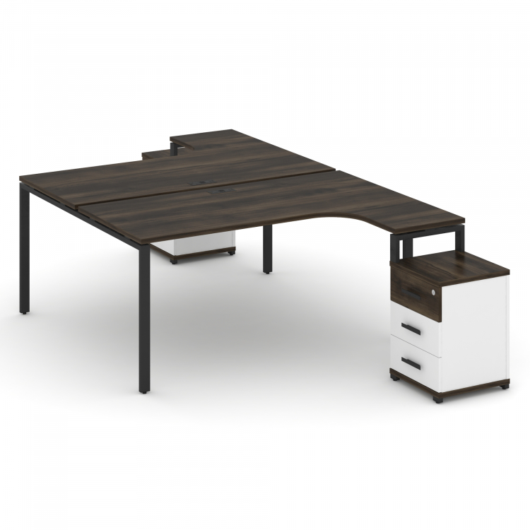 Concept Рабочая станция с 2 опорными тумбами CN.DSA-306 B Дуб Мали/Белый Бриллиант/Металл Черный 158