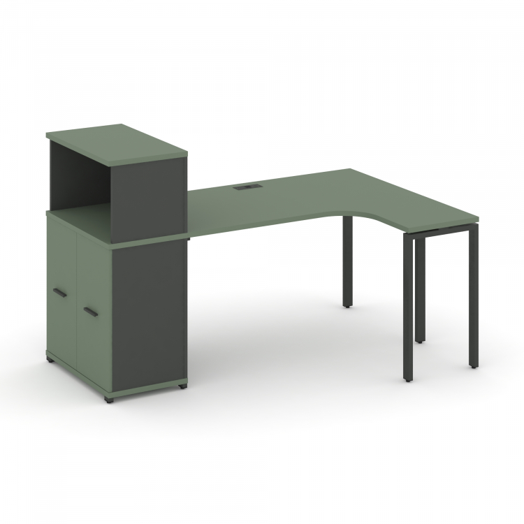 Concept Стол эргономичный с опорным распаш. шкафом с надставкой низ. CN.SA-213(R) A Кобо/Антрацит/М