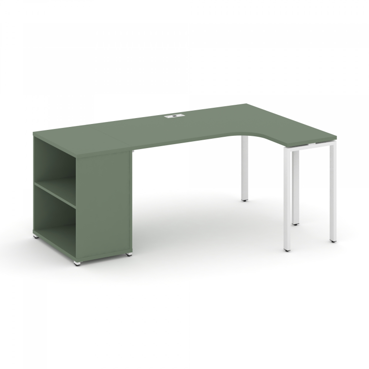 Concept Стол эргономичный с опорным стеллажом CN.SA-201(R) Кобо/Металл Белый 1800*1180*750