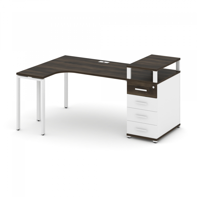 Concept Стол эргономичный CN.SA-405(L) W Дуб Мали/Белый Бриллиант/Металл Белый 1800*1180*917