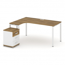 Concept Стол эргономичный с опорной тумбой CN.SA-307(L) W Сандал Янтарный/Белый Бриллиант/Металл Бел