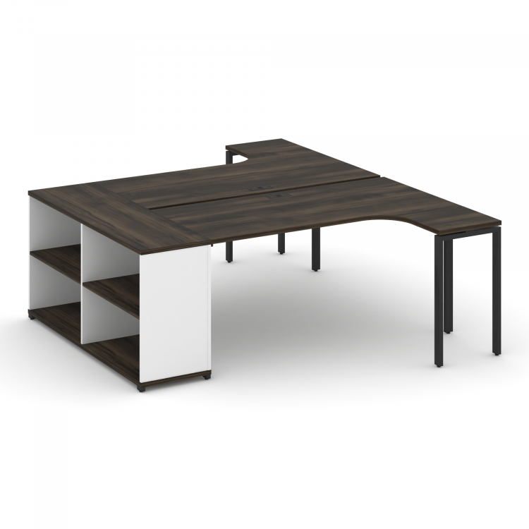 Concept Рабочая станция с опорным стеллажом CN.DSA-202 Дуб Мали/Белый Бриллиант/Металл Черный 2000*1