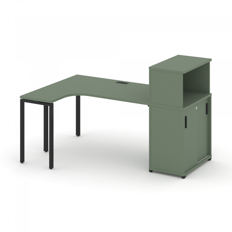 Concept Стол эргономичный с опорным шкафом-купе с надставкой низ. CN.SA-219(L) B Кобо/Металл Черный