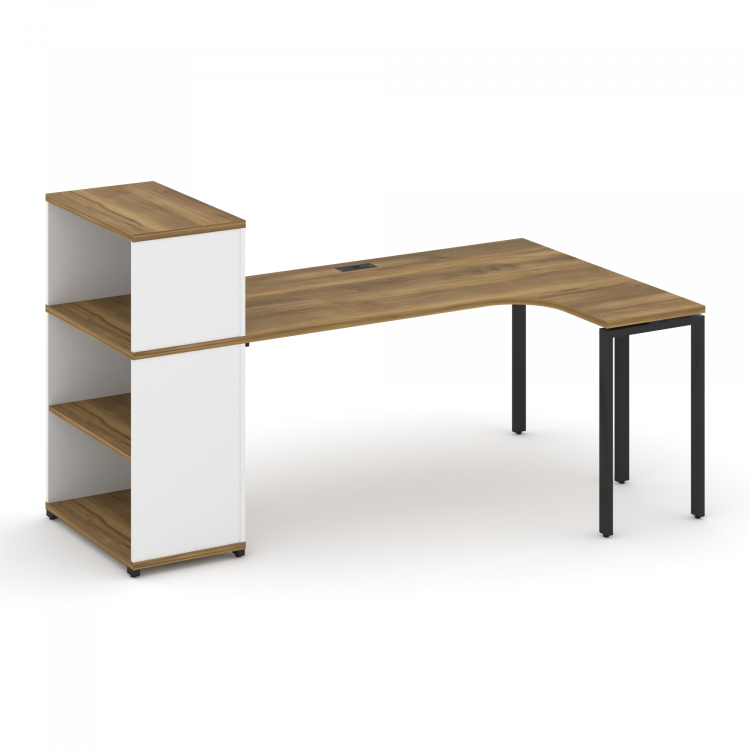 Concept Стол эргономичный с опорным стеллажом с надставкой низ. CN.SA-206(R) Сандал Янтарный/Белый Б