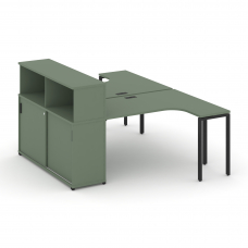 Concept Рабочая станция с опорным шкафом-купе с надставкой низ. CN.DSA-220 B Кобо/Металл Черный 2000