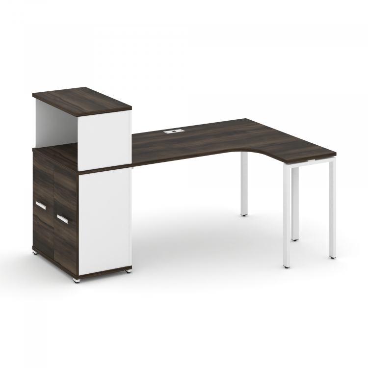 Concept Стол эргономичный с опорным распаш. шкафом с надставкой низ. CN.SA-213(R) W Дуб Мали/Белый