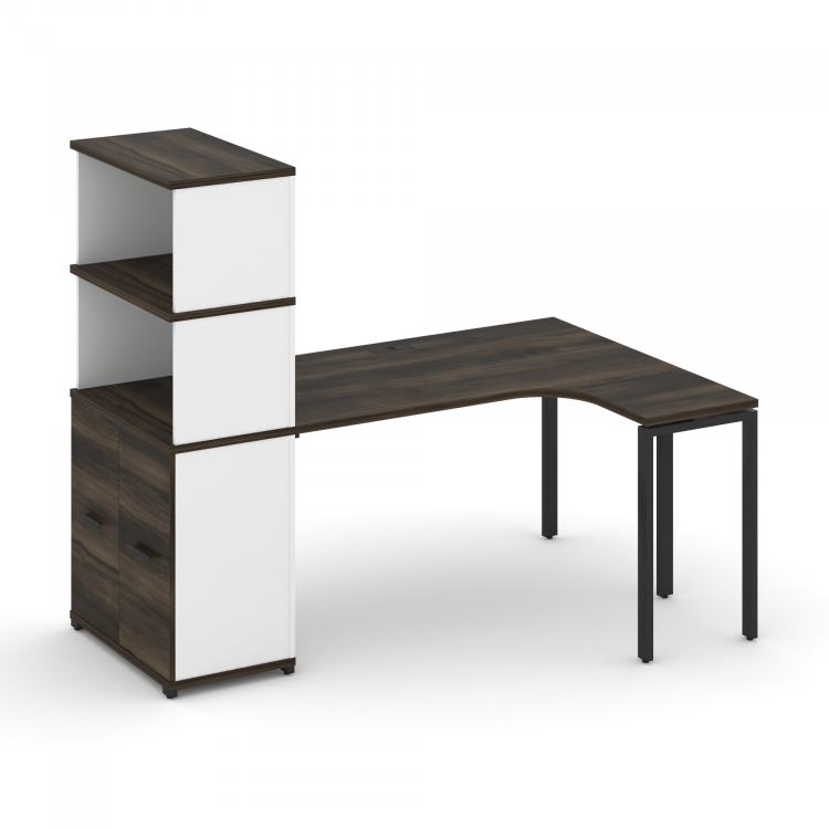 Concept Стол эргономичный с опорным распаш. шкафом с надставкой выс. CN.SA-215(R) B Дуб Мали/Белый