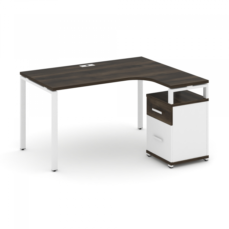 Concept Стол эргономичный с опорной тумбой CN.SA-306(R) W Дуб Мали/Белый Бриллиант/Металл Белый 1380