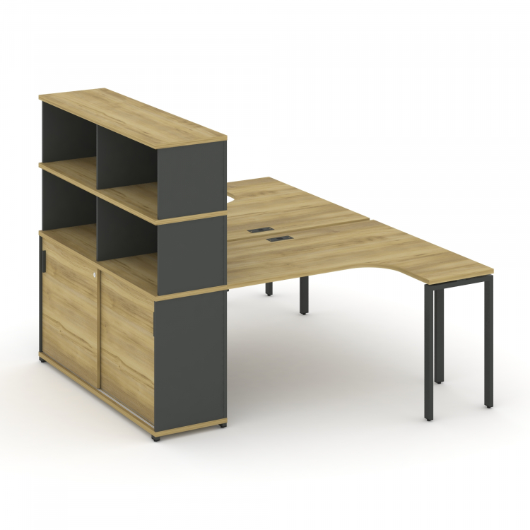 Concept Рабочая станция с опорным шкафом-купе с надставкой выс. CN.DSA-221 A Дуб Винченцо/Антрацит/М