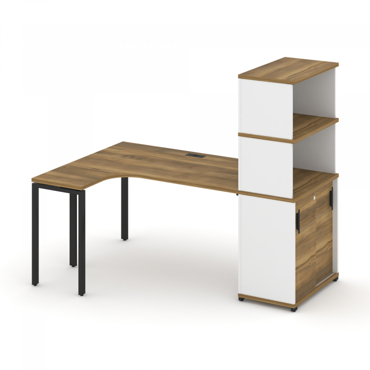 Concept Стол эргономичный с опорным шкафом-купе с надставкой выс. CN.SA-221(L) B Сандал Янтарный/Бе