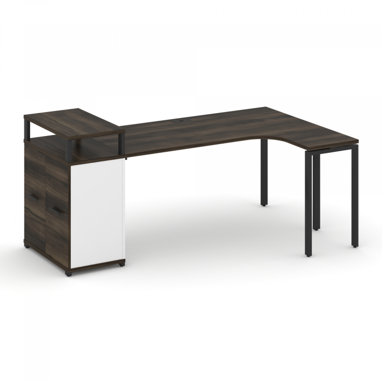 Concept Стол эргономичный с опорным распаш. шкафом с верх. горизонтом CN.SA-212(R) B Дуб Мали/Белый