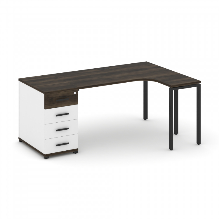 Concept Стол эргономичный CN.SA-401(R) B Дуб Мали/Белый Бриллиант/Металл Черный 1800*1180*750