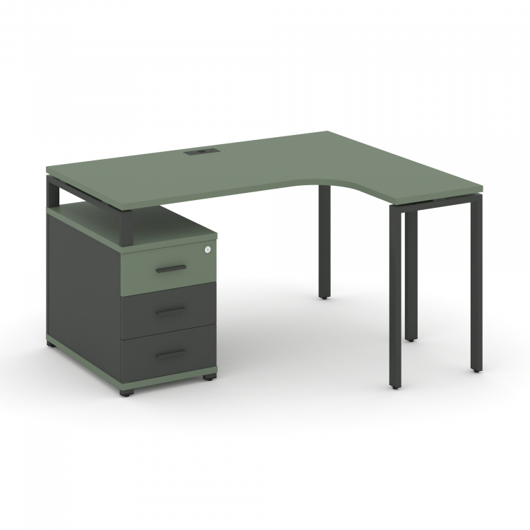 Concept Стол эргономичный с опорной тумбой CN.SA-303(R) A Кобо/Антрацит/Металл Антрацит 1580/1946*11