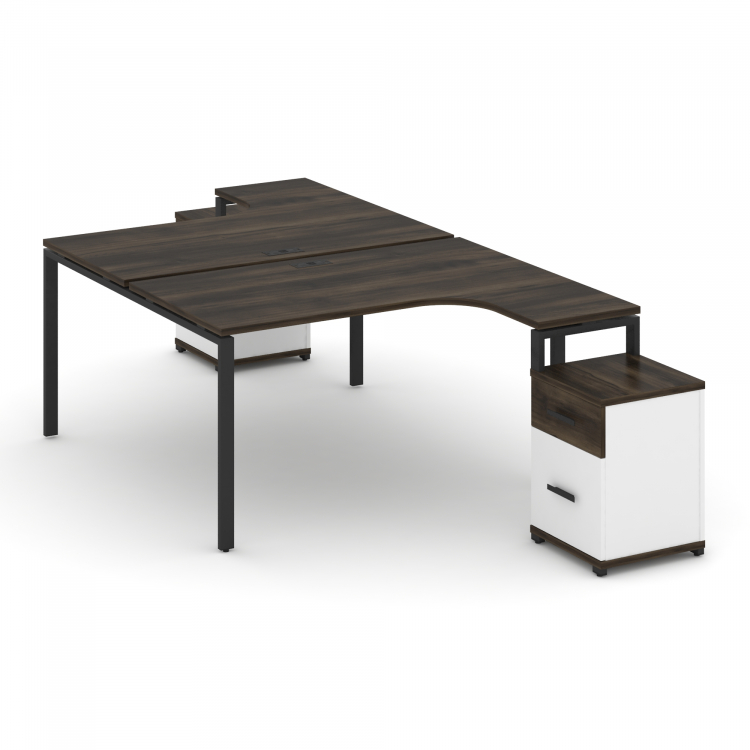 Concept Рабочая станция с 2 опорными тумбами CN.DSA-307 B Дуб Мали/Белый Бриллиант/Металл Черный 138