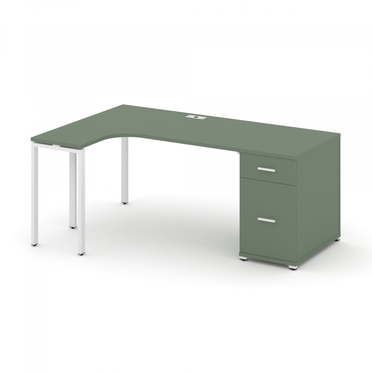 Concept Стол эргономичный CN.SA-403(L) W Кобо/Металл Белый 1800*1180*750