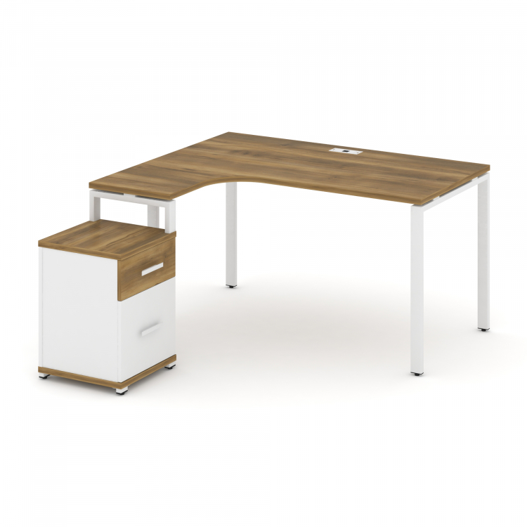 Concept Стол эргономичный с опорной тумбой CN.SA-306(L) W Сандал Янтарный/Белый Бриллиант/Металл Бел