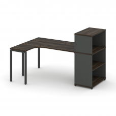 Concept Стол эргономичный с опорным стеллажом с надставкой низ. CN.SA-206(L) Дуб Мали/Антрацит/Метал