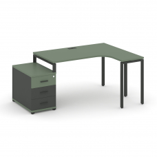 Concept Стол эргономичный с опорной тумбой CN.SA-303(R) A Кобо/Антрацит/Металл Антрацит 1580/1946*11