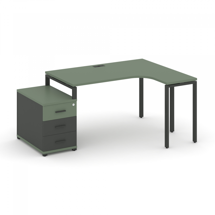 Concept Стол эргономичный с опорной тумбой CN.SA-303(R) A Кобо/Антрацит/Металл Антрацит 1580/1946*11