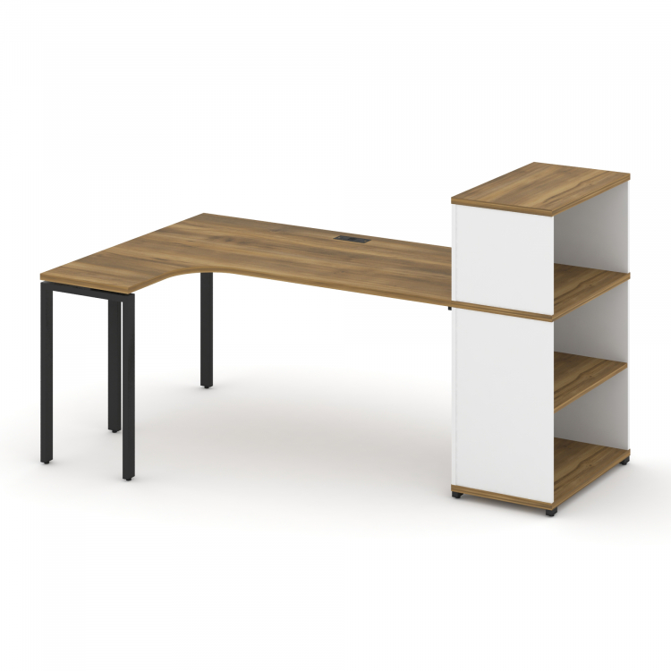 Concept Стол эргономичный с опорным стеллажом с надставкой низ. CN.SA-206(L) Сандал Янтарный/Белый Б