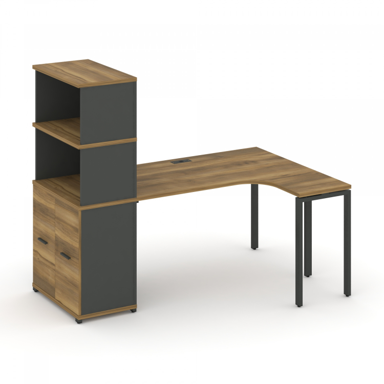 Concept Стол эргономичный с опорным распаш. шкафом с надставкой выс. CN.SA-215(R) A Сандал Янтарный