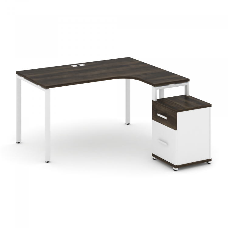 Concept Стол эргономичный с опорной тумбой CN.SA-306(R) W Дуб Мали/Белый Бриллиант/Металл Белый 1380