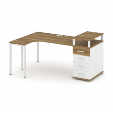 Concept Стол эргономичный CN.SA-405(L) W Сандал Янтарный/Белый Бриллиант/Металл Белый 1800*1180*917