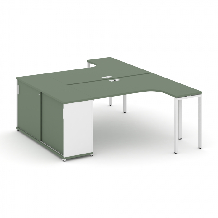 Concept Рабочая станция с опорным шкафом-купе CN.DSA-217 W Кобо/Белый Бриллиант/Металл Белый 1800*14