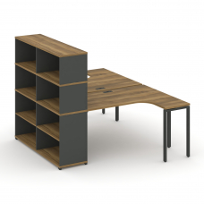 Concept Рабочая станция с опорным стеллажом с надставкой выс. CN.DSA-208 Сандал Янтарный/Антрацит/Ме