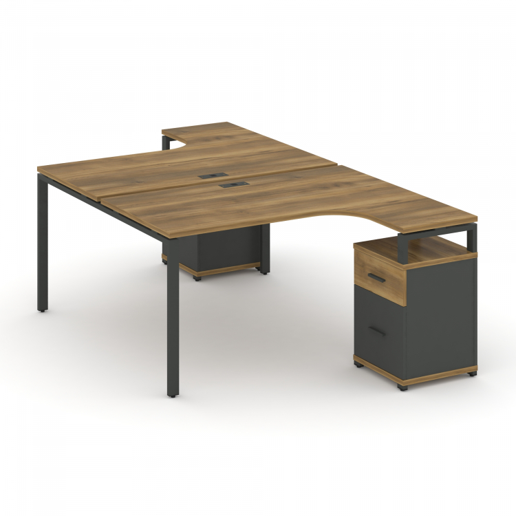 Concept Рабочая станция с 2 опорными тумбами CN.DSA-307 A Сандал Янтарный/Антрацит/Металл Антрацит 1