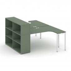 Concept Рабочая станция с опорным стеллажом с надставкой низ. CN.DSA-206 Кобо/Металл Белый 2000*1480