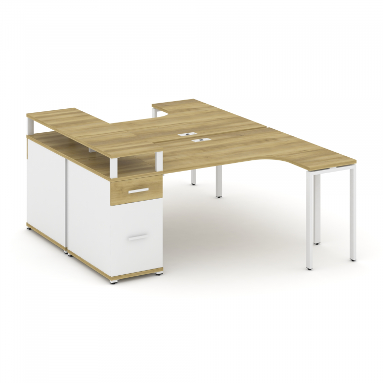 Concept Рабочая станция CN.DSA-407 W Дуб Винченцо/Белый Бриллиант/Металл Белый 1800*1180*917