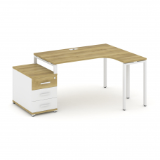 Concept Стол эргономичный с опорной тумбой CN.SA-301(R) W Дуб Винченцо/Белый Бриллиант/Металл Белый