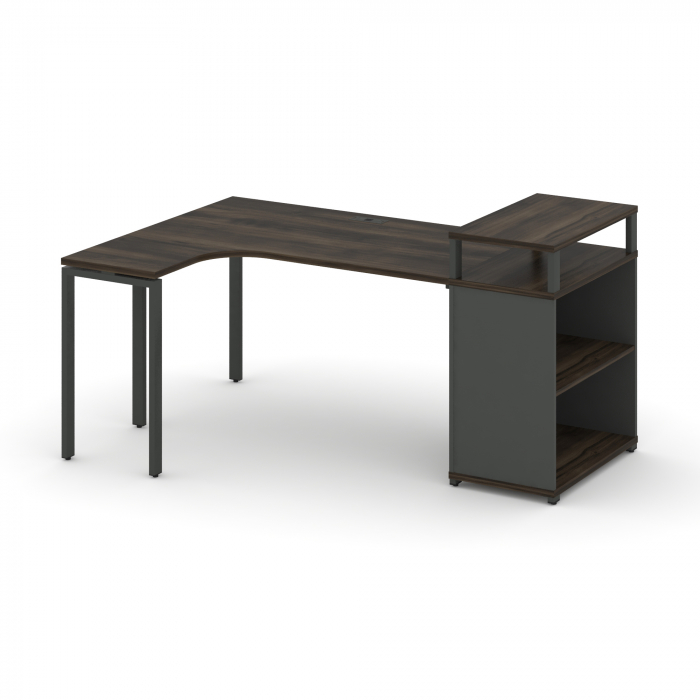 Concept Стол эргономичный с опорным стеллажом с верх. горизонтом CN.SA-203(L) Дуб Мали/Антрацит/Мета