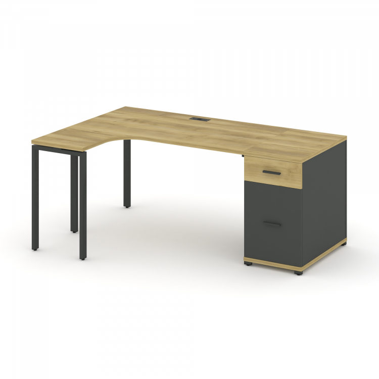 Concept Стол эргономичный CN.SA-404(L) A Дуб Винченцо/Антрацит/Металл Антрацит 2000*1180*750