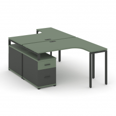 Concept Рабочая станция с двойной опорной тумбой CN.DSA-304 A Кобо/Антрацит/Металл Антрацит 1580/194