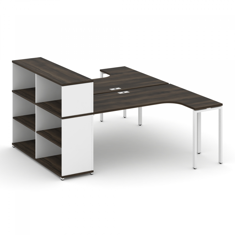 Concept Рабочая станция с опорным стеллажом с надставкой низ. CN.DSA-206 Дуб Мали/Белый Бриллиант/Ме