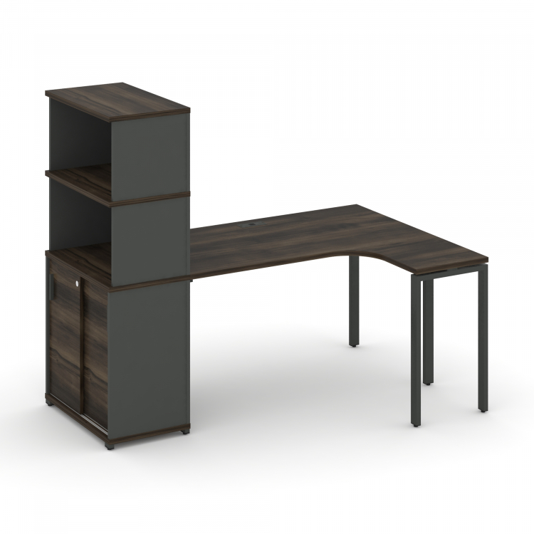 Concept Стол эргономичный с опорным шкафом-купе с надставкой выс. CN.SA-222(R) A Дуб Мали/Антрацит/