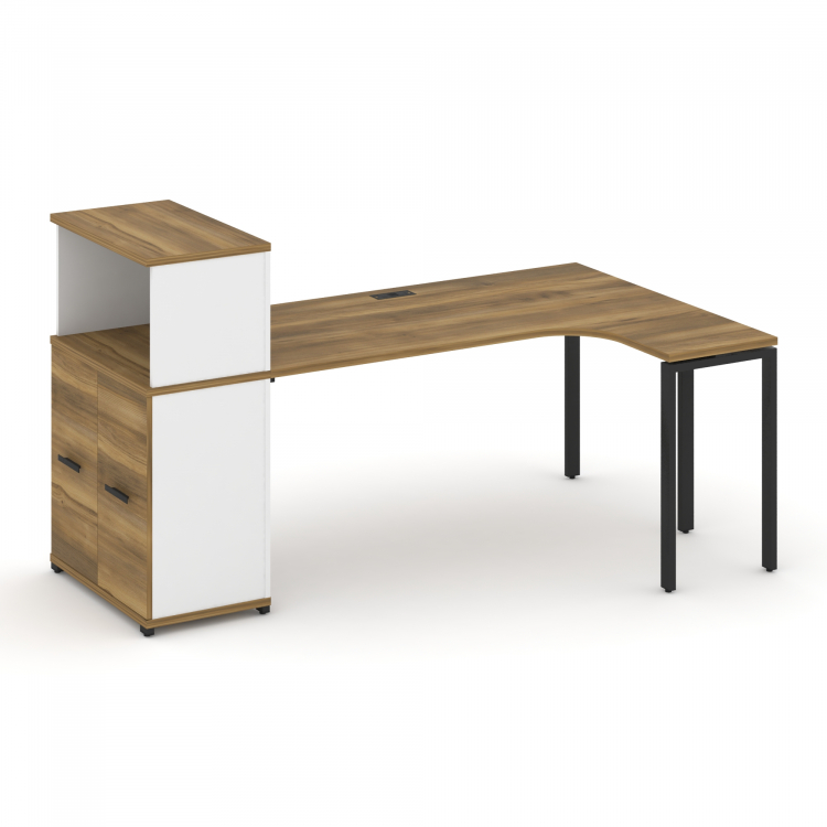 Concept Стол эргономичный с опорным распаш. шкафом с надставкой низ. CN.SA-214(R) B Сандал Янтарный