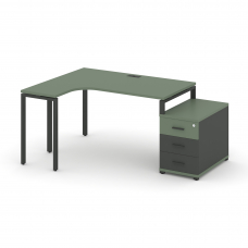 Concept Стол эргономичный с опорной тумбой CN.SA-301(L) A Кобо/Антрацит/Металл Антрацит 1380/1746*11