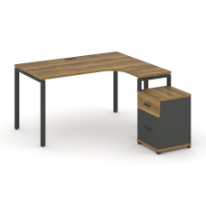 Concept Стол эргономичный с опорной тумбой CN.SA-306(R) A Сандал Янтарный/Антрацит/Металл Антрацит 1