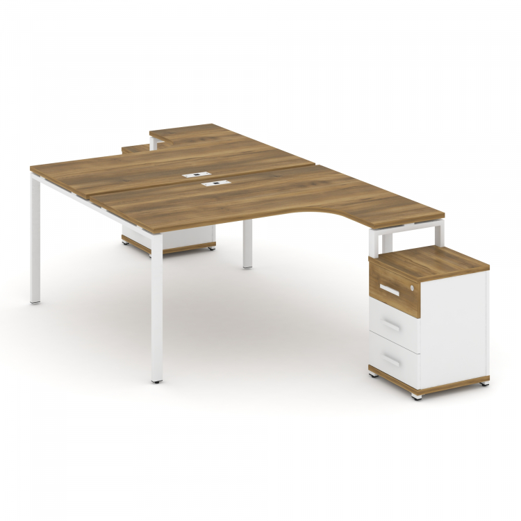 Concept Рабочая станция с 2 опорными тумбами CN.DSA-305 W Сандал Янтарный/Белый Бриллиант/Металл Бел