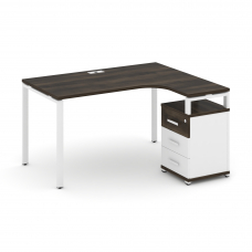 Concept Стол эргономичный с опорной тумбой CN.SA-305(R) W Дуб Мали/Белый Бриллиант/Металл Белый 1380