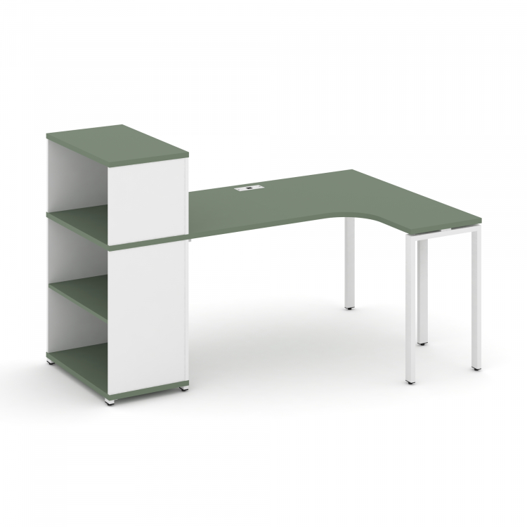 Concept Стол эргономичный с опорным стеллажом с надставкой низ. CN.SA-206(R) Кобо/Белый Бриллиант/Ме