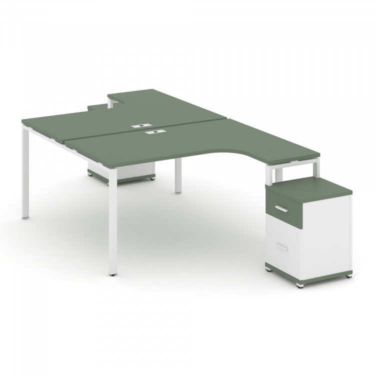 Concept Рабочая станция с 2 опорными тумбами CN.DSA-307 W Кобо/Белый Бриллиант/Металл Белый 1380*240