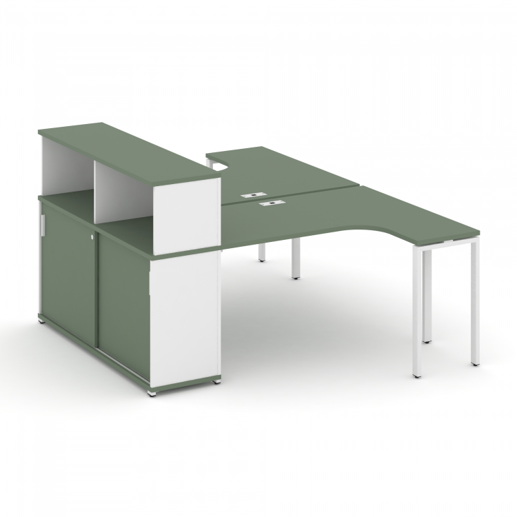 Concept Рабочая станция с опорным шкафом-купе с надставкой низ. CN.DSA-219 W Кобо/Белый Бриллиант/Ме