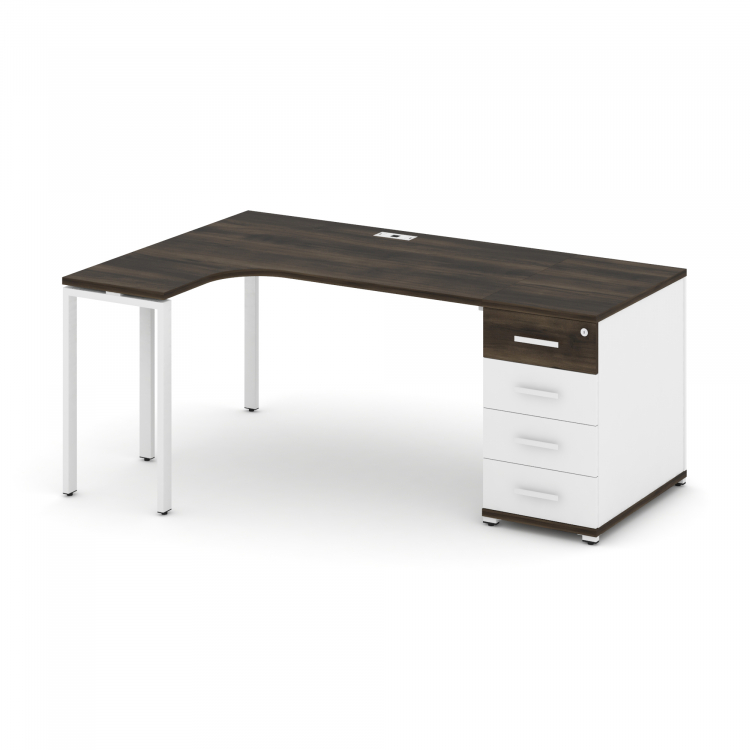 Concept Стол эргономичный CN.SA-401(L) W Дуб Мали/Белый Бриллиант/Металл Белый 1800*1180*750