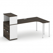 Concept Стол эргономичный с опорным распаш. шкафом с надставкой низ. CN.SA-214(R) W Дуб Мали/Белый